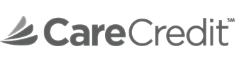 CareCredit logo in grayscale design.